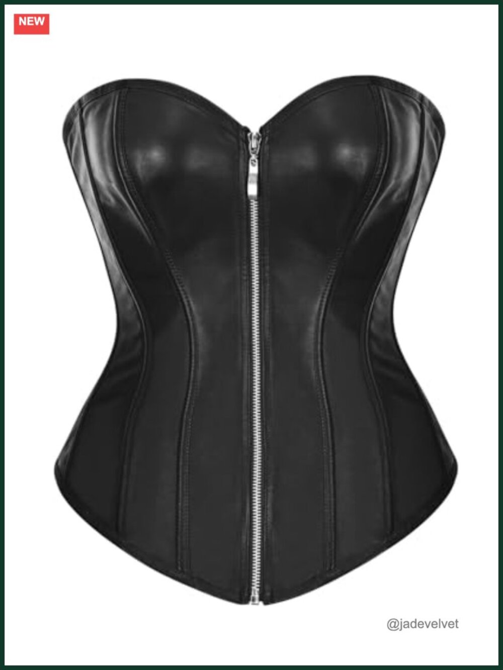 Faux Leather Zipper Front Bustier Corset Top with G String